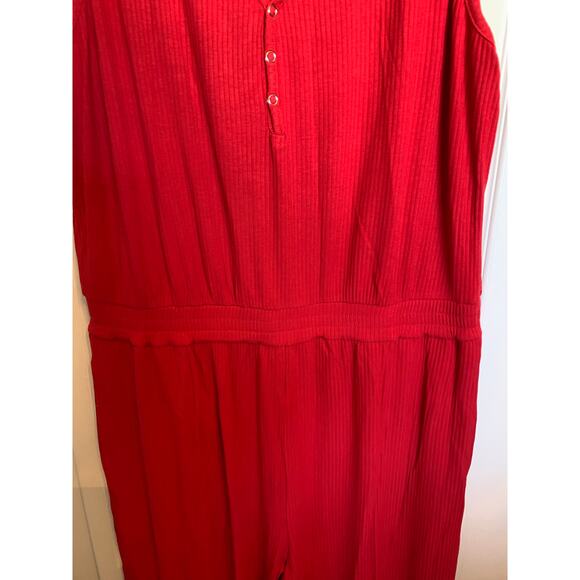 Ribbed knit jumpsuit jogger, romper, red size XL 16/18 NEW - Picture 9 of 16